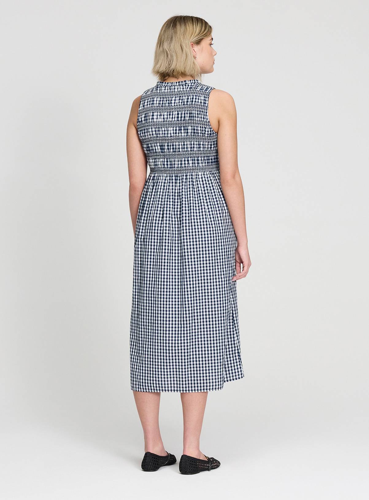 FINERY Hadlee Dress Navy Gingham Check 16 - Image 6