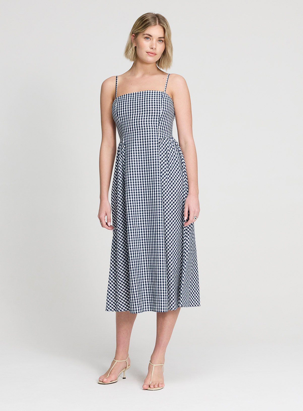 FINERY Romina Dress Navy Gingham Check 10 - Image 2 thumbnail