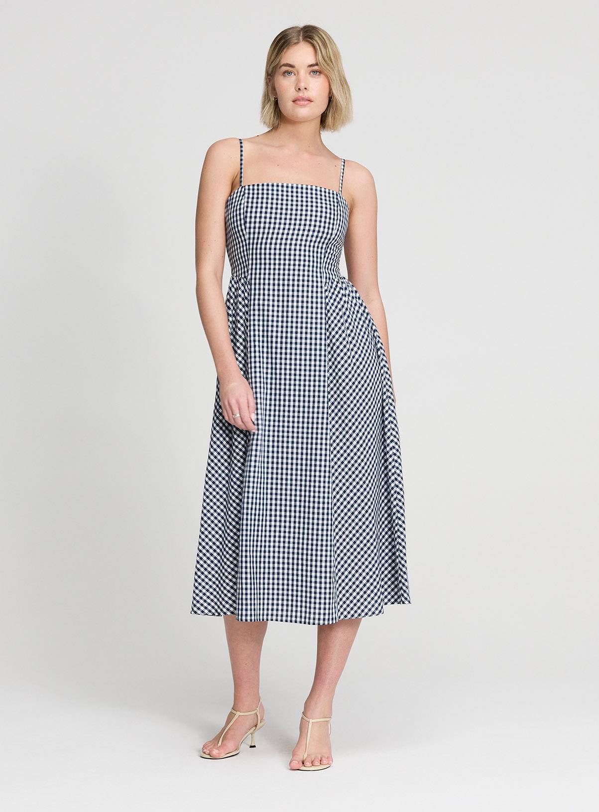 FINERY Romina Dress Navy Gingham Check 10 - Image 4