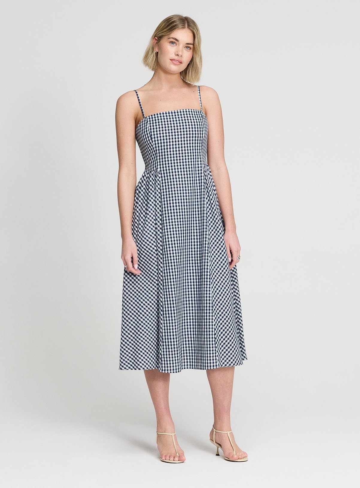 FINERY Romina Dress Navy Gingham Check 10 - Image 5 thumbnail