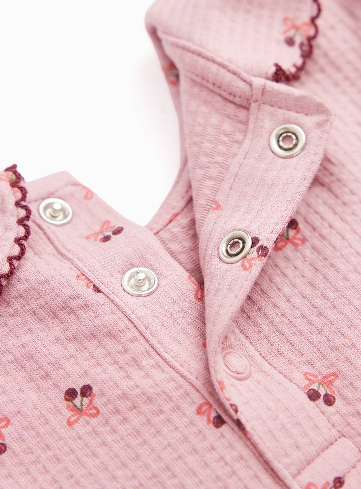 Pink Cherry & Bow Heritage Collar Top 6-9 months - Image 2