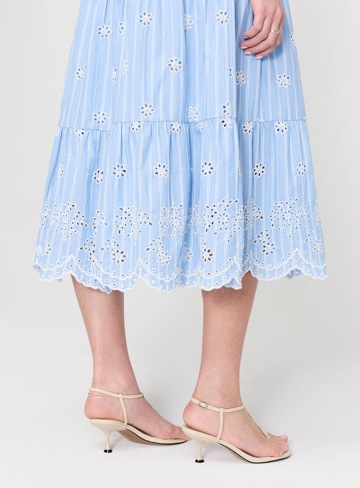 FINERY Rose Broderie Dress Blue Stripe 18 - Image 6