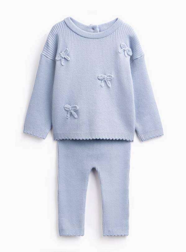 Pale Blue Mono Knit 2-Piece Set 18-24 months