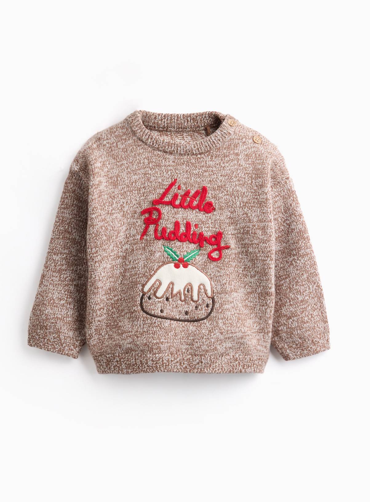 Little Pudding Christmas Pudding Knitted Jumper 3-6 months - Image 1