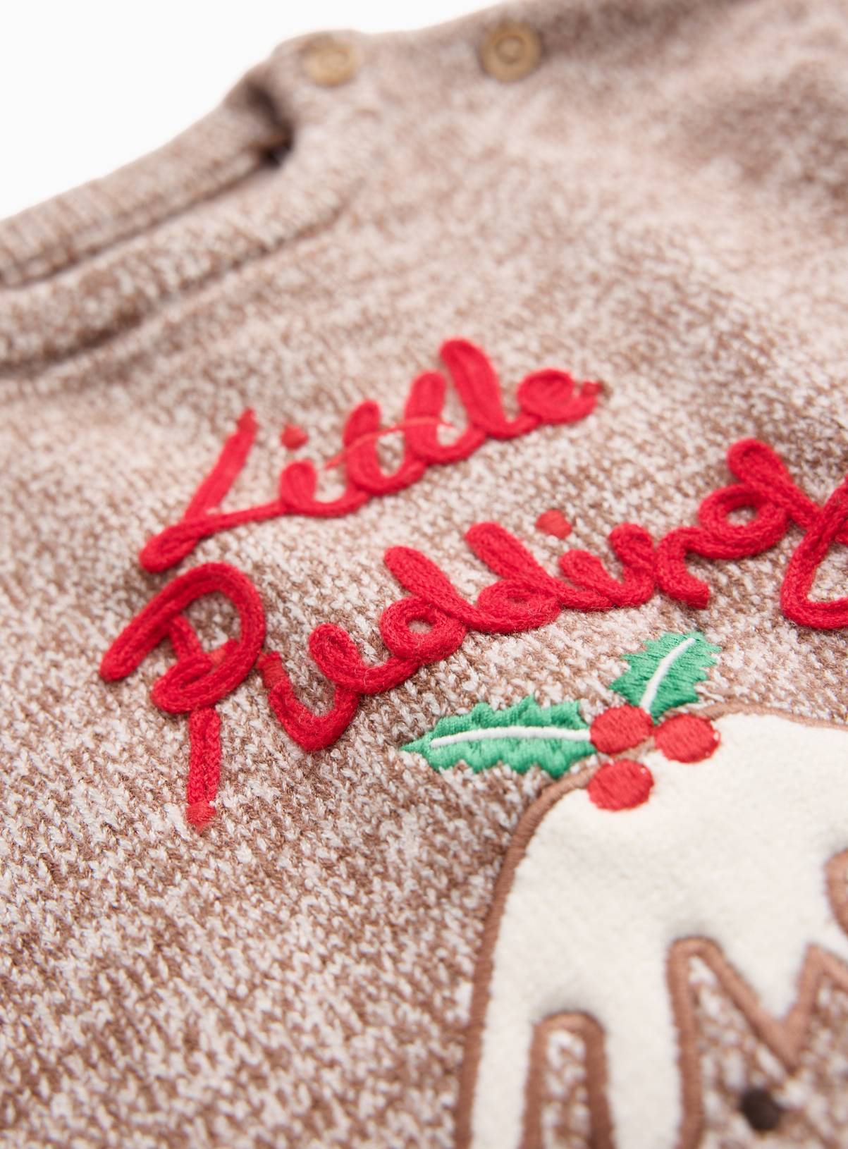 Little Pudding Christmas Pudding Knitted Jumper 3-6 months - Image 2