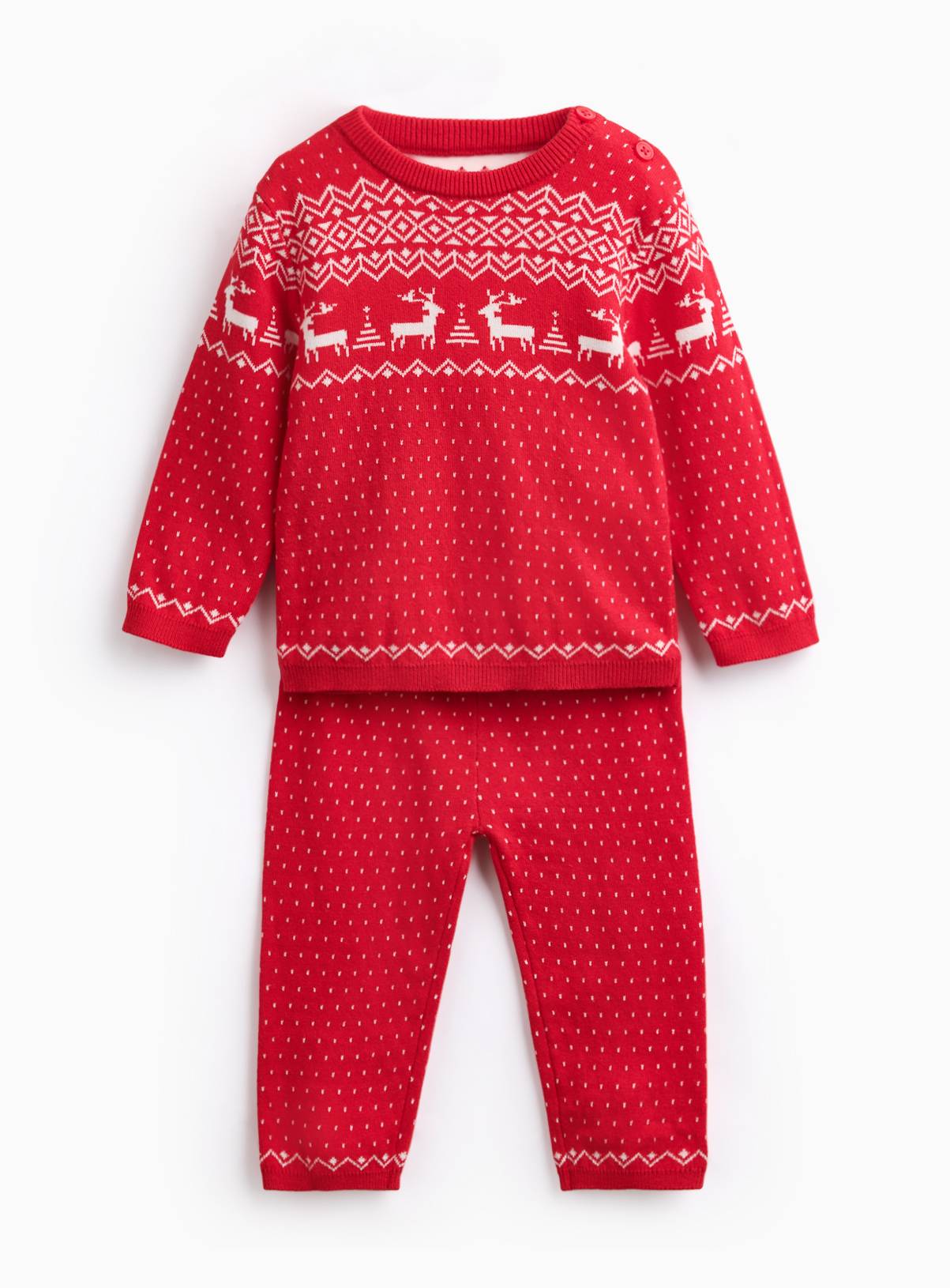 Family Matching Red Fairisle Knit Set 3-6 months - Image 1
