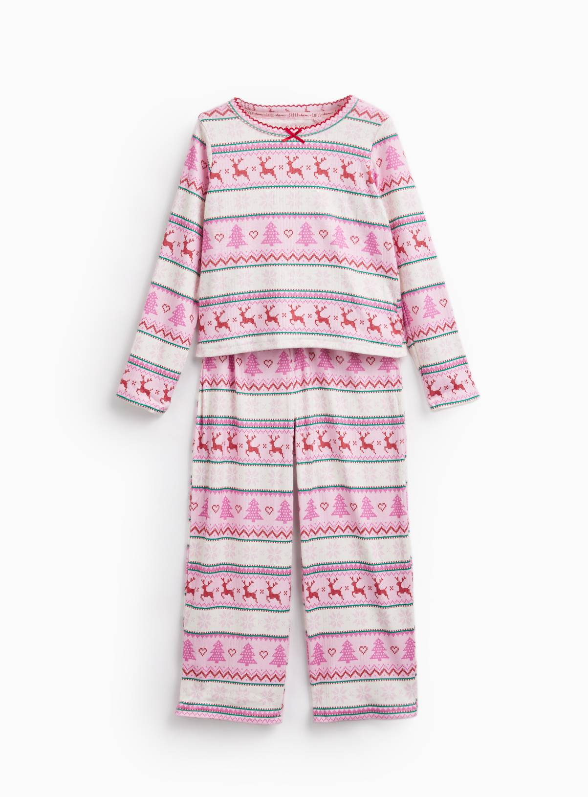 Mini Me Pointelle Fairisle Pyjama Set 6-7 years - Image 1