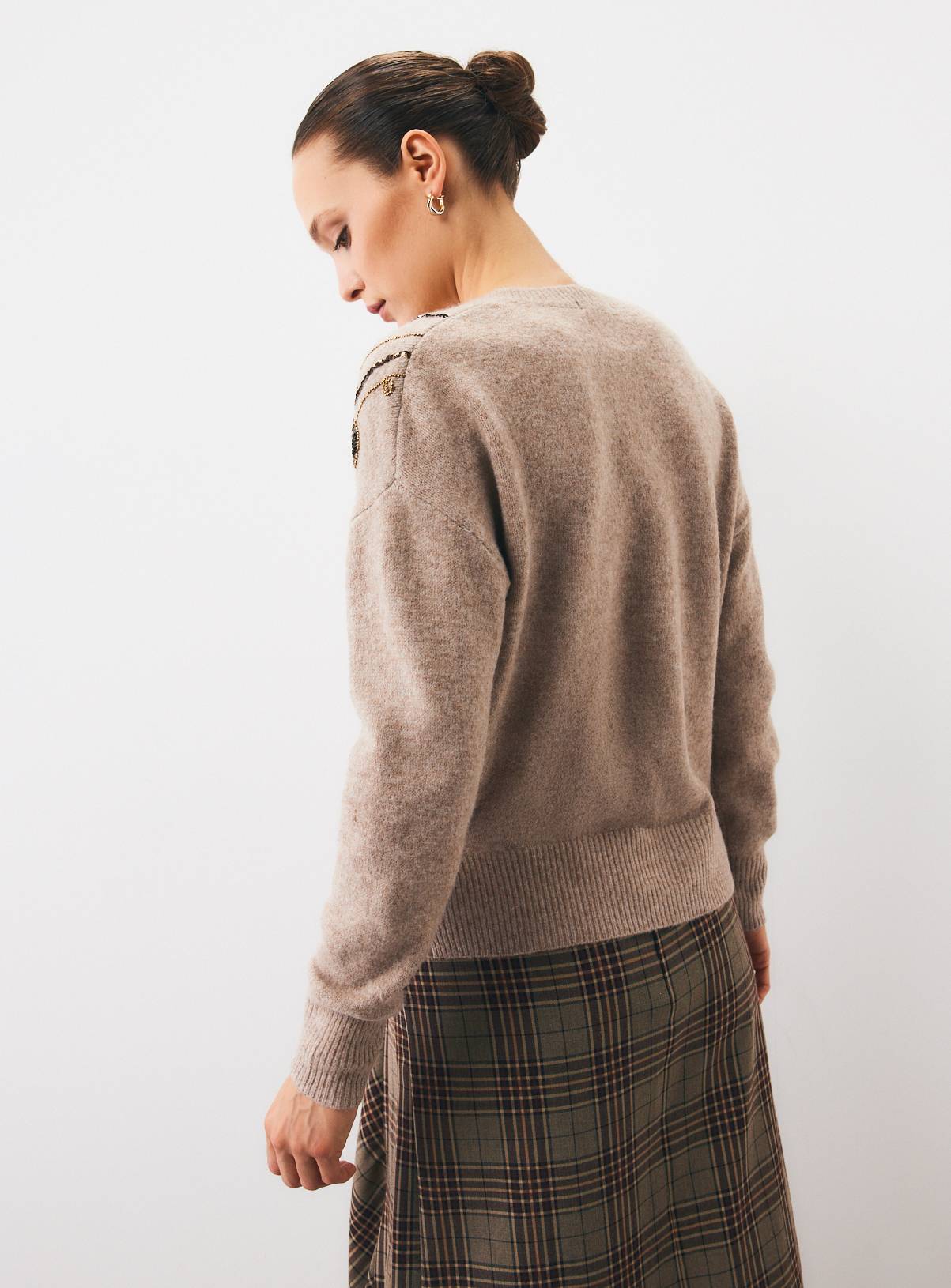 Brown Floral Beaded Jumper XS - Image 4