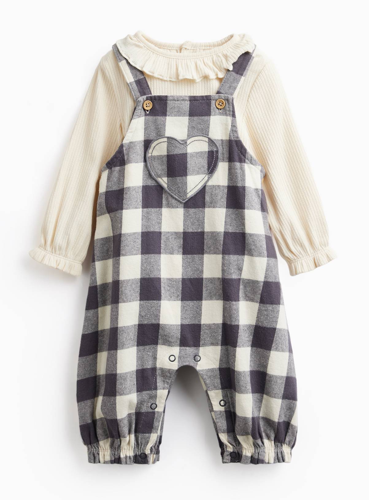 Mono Check Romper & Bodysuit Set 12-18 months - Image 1