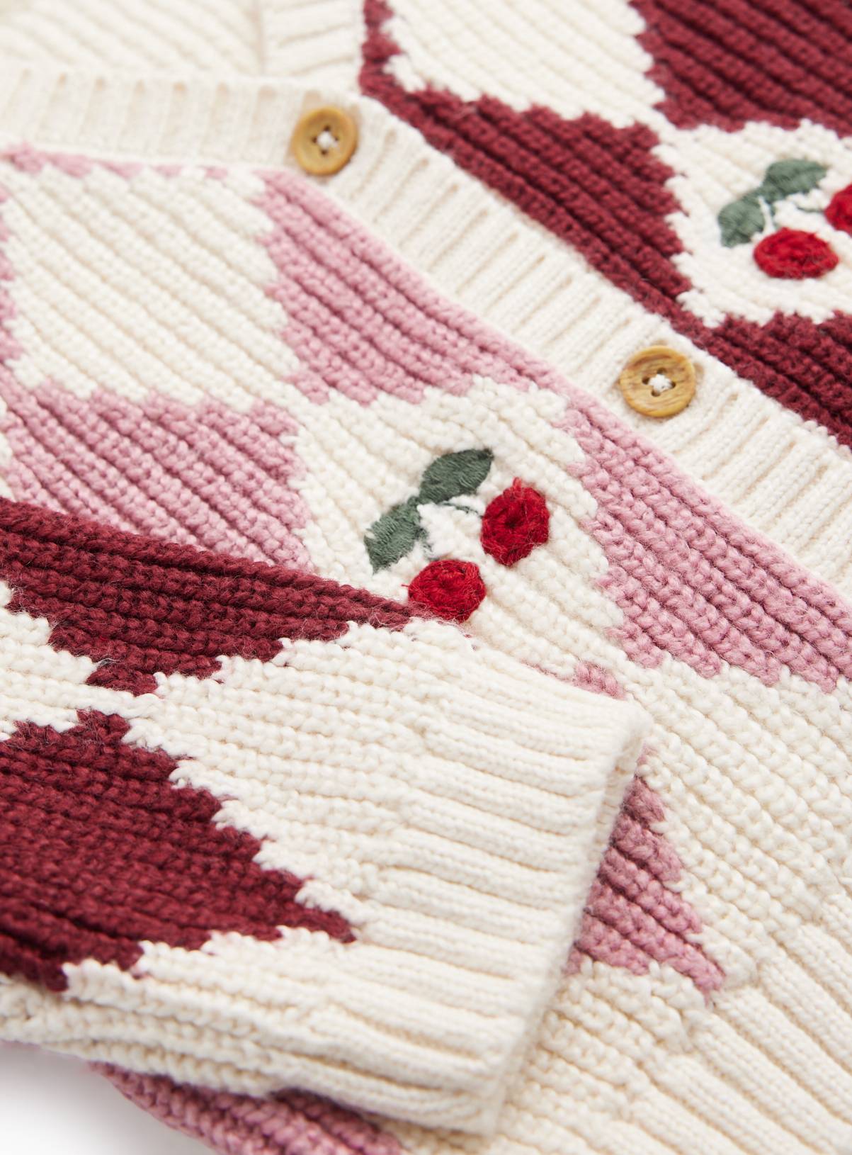 Heritage Knitted Cherry Cardigan Up to 3 mths - Image 2