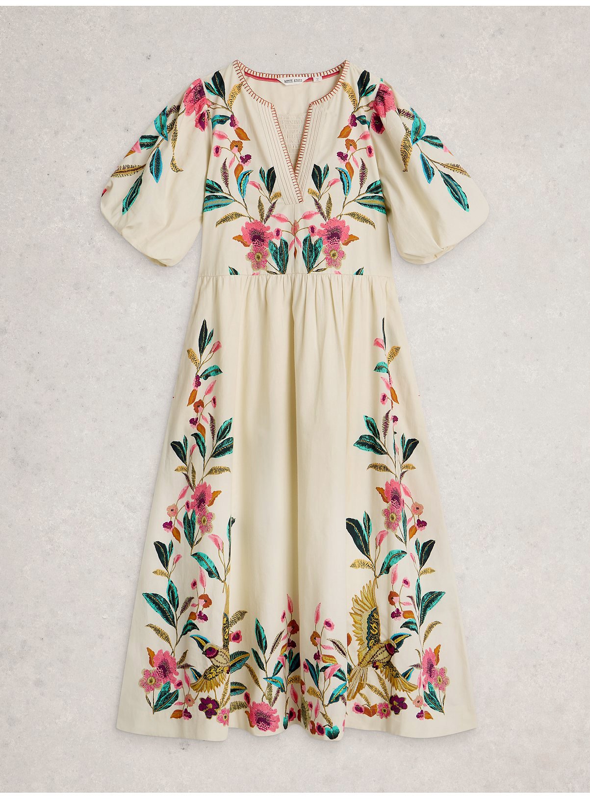 WHITE STUFF Maeve Embroidered Midaxi Dress 10 - Image 5 thumbnail