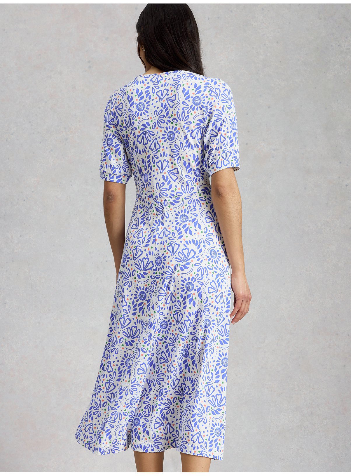 WHITE STUFF Megan Jersey Dress Blue Floral 8 - Image 2 thumbnail