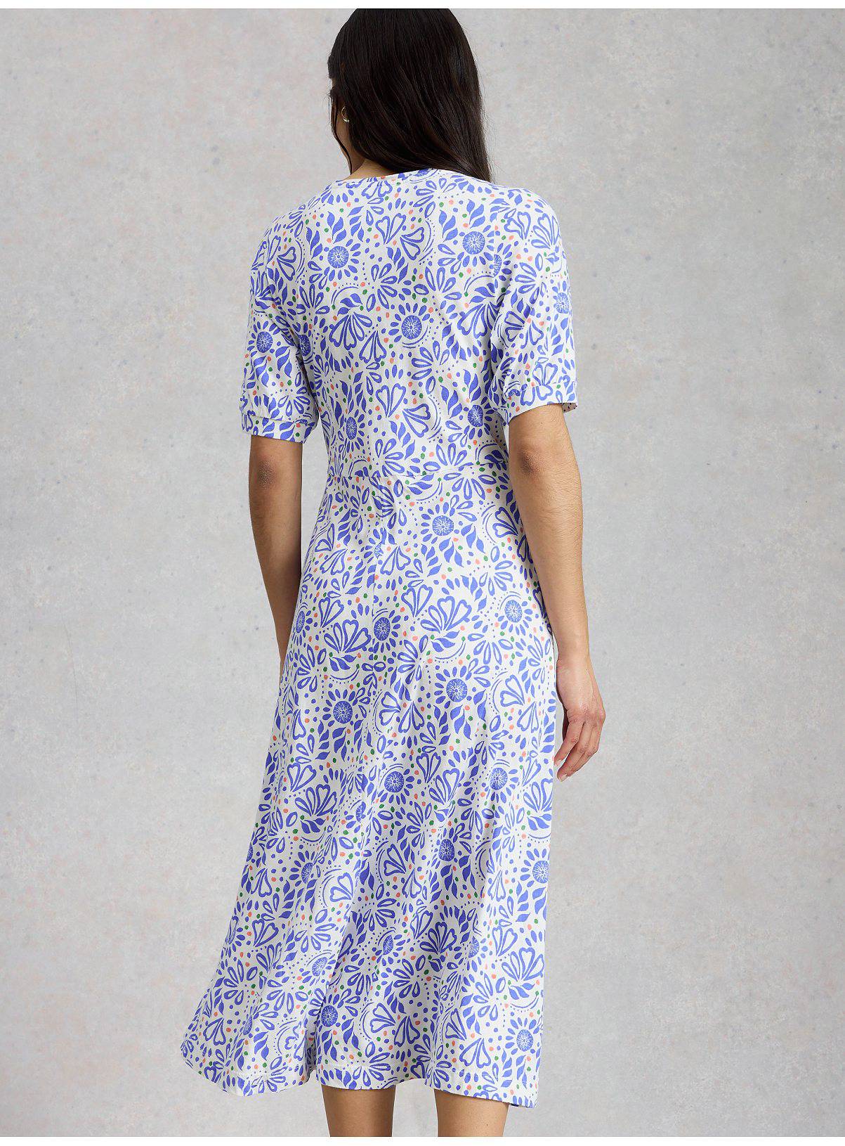 WHITE STUFF Megan Jersey Dress Blue Floral 8 - Image 2