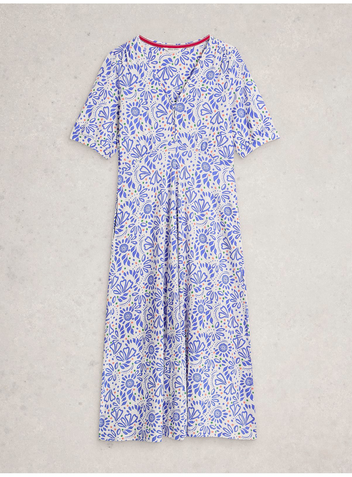 WHITE STUFF Megan Jersey Dress Blue Floral 8 - Image 5 thumbnail