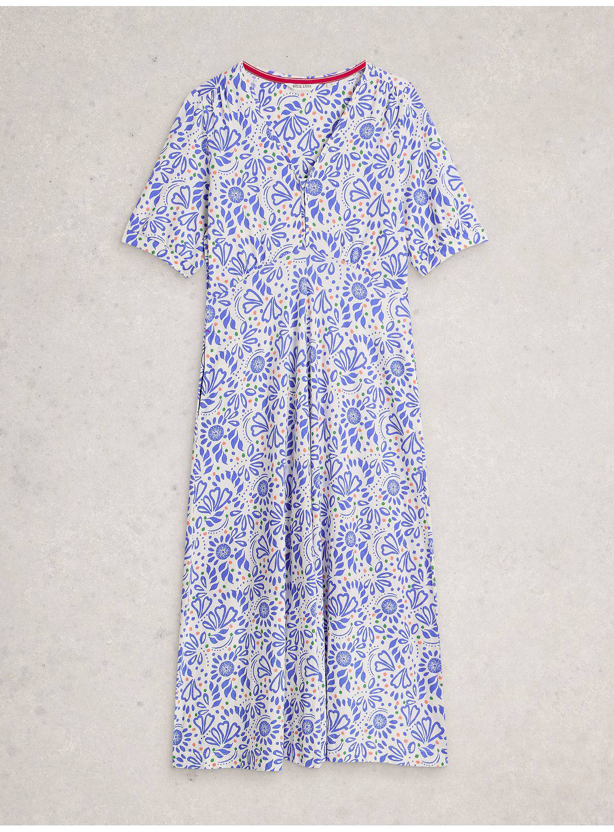 WHITE STUFF Megan Jersey Dress Blue Floral 8 - Image 5