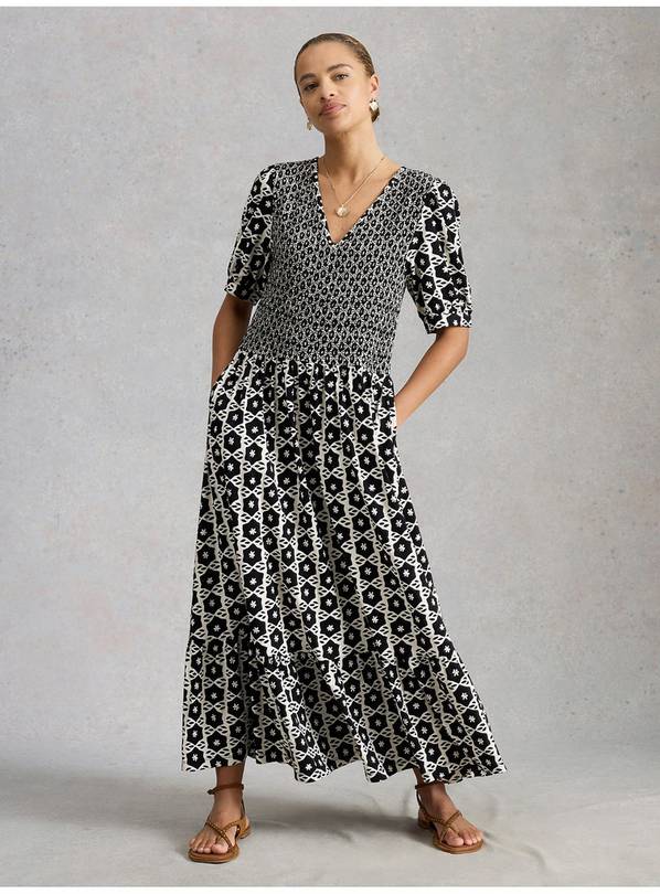 WHITE STUFF Nola Shirred Jersey Dress 18