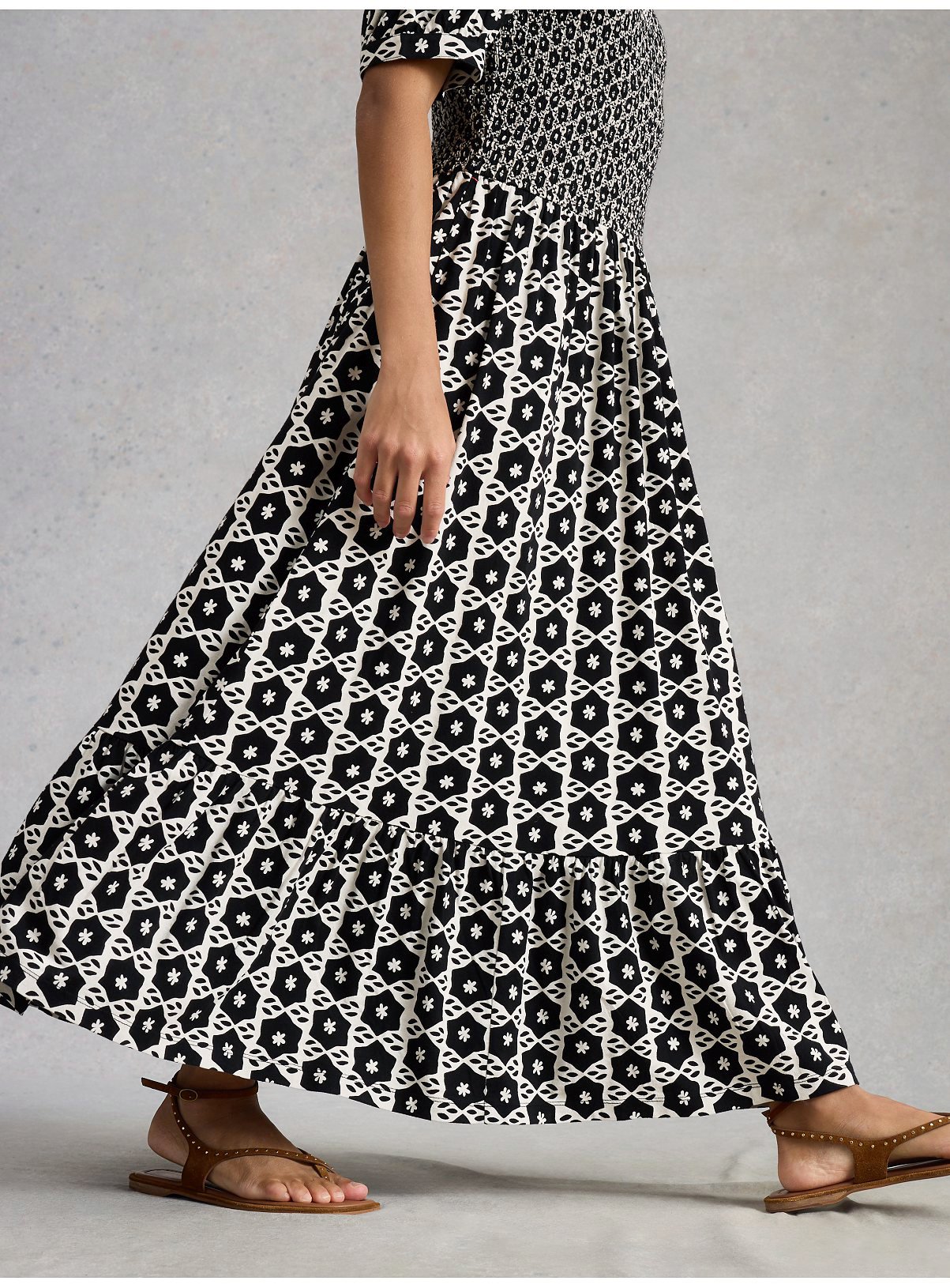 WHITE STUFF Nola Shirred Jersey Dress 14 - Image 3 thumbnail