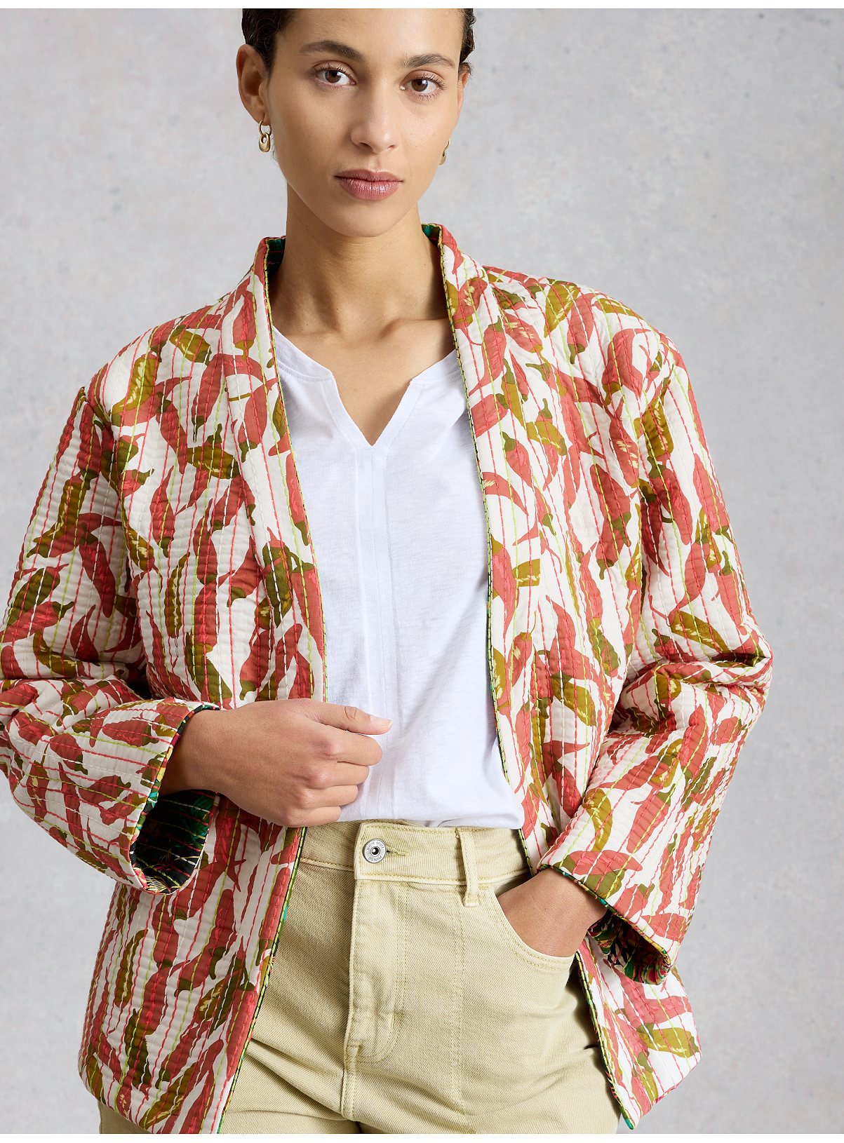 WHITE STUFF Reversible Printed Quilted Jacket 18 - Image 2 thumbnail