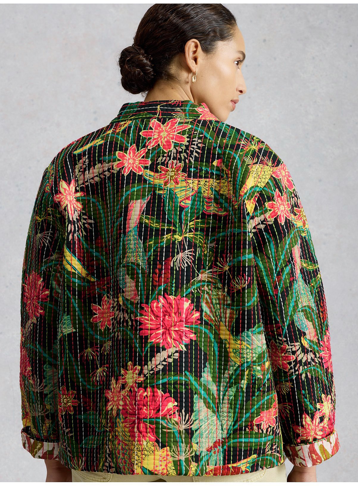 WHITE STUFF Reversible Printed Quilted Jacket 18 - Image 4 thumbnail