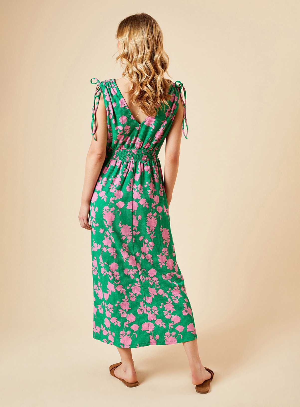Buy DOROTHY PERKINS Green Floral Tie Shoulder Shirred Waist Jersey Midi  Dress 18 | Midi | Argos