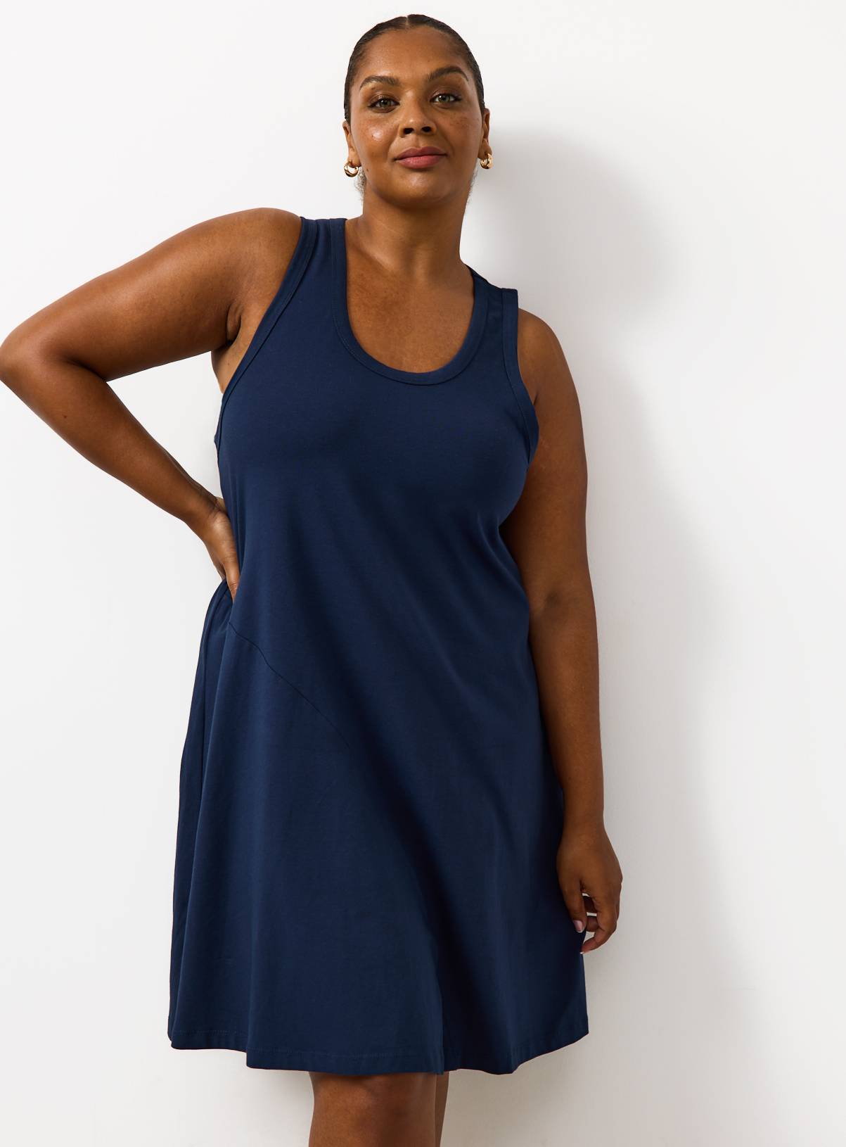 Navy Jersey Mini Panel Dress 18 - Image 1