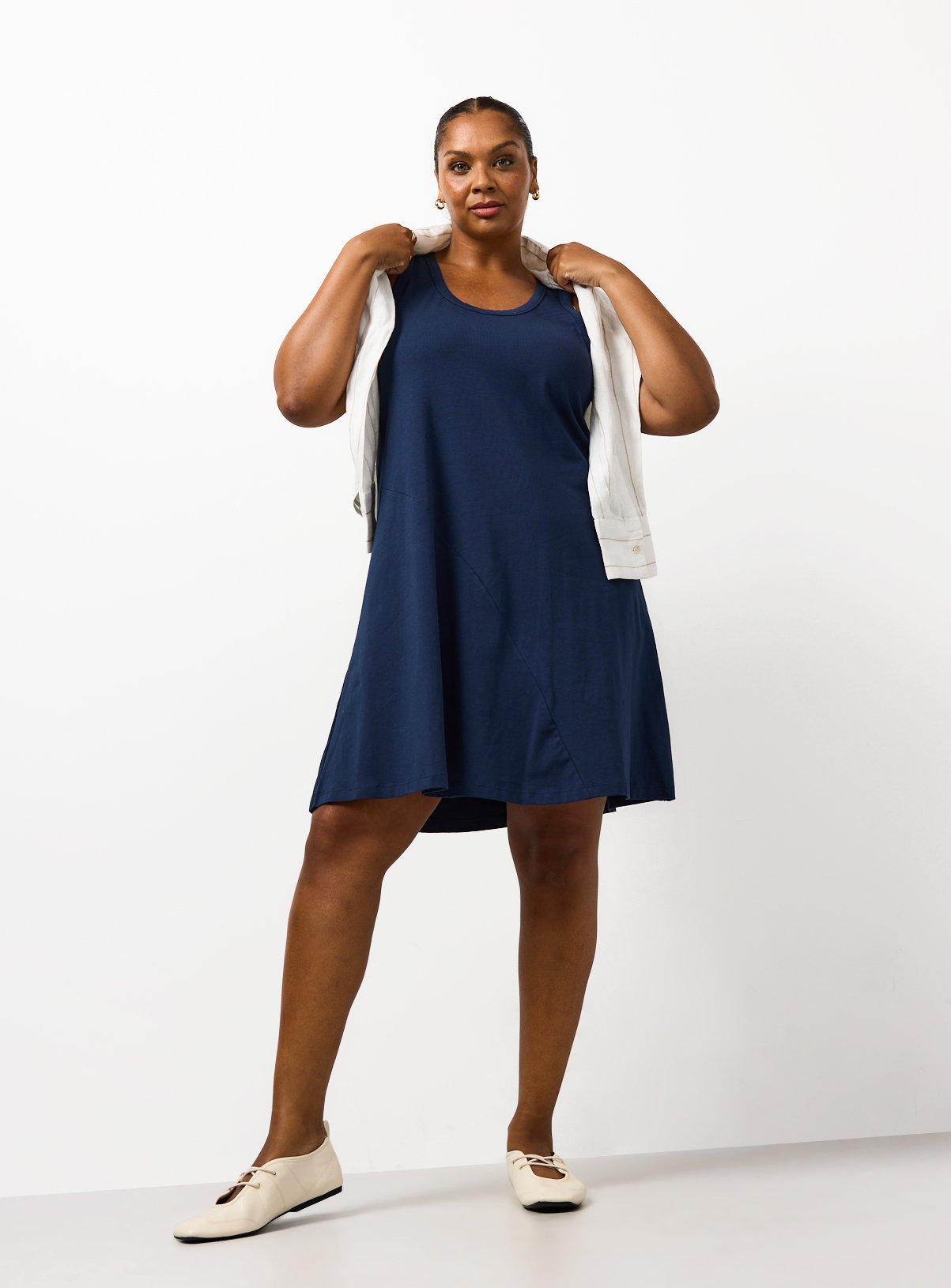 Navy Jersey Mini Panel Dress 18 - Image 2 thumbnail