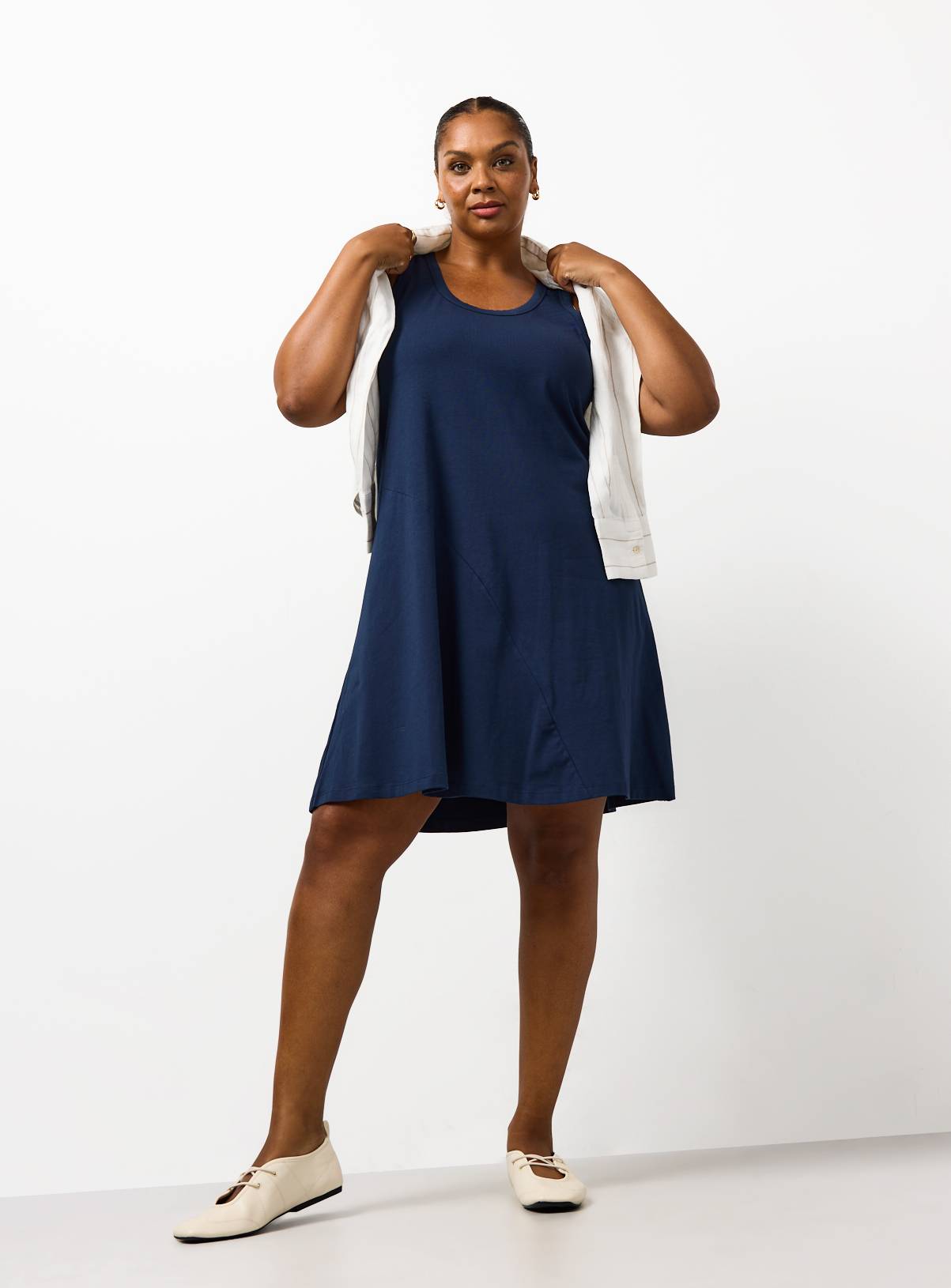 Navy Jersey Mini Panel Dress 18 - Image 2