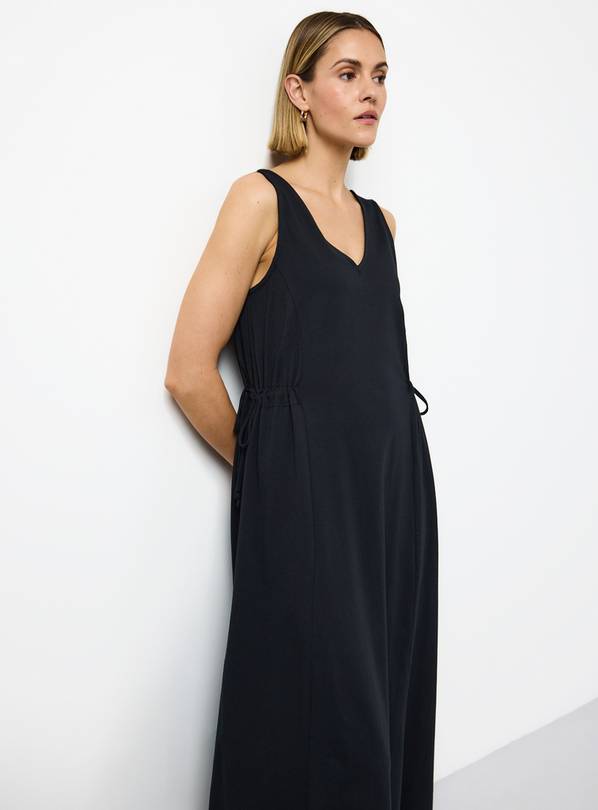Black Jersey Tie Side Midaxi Dress 12