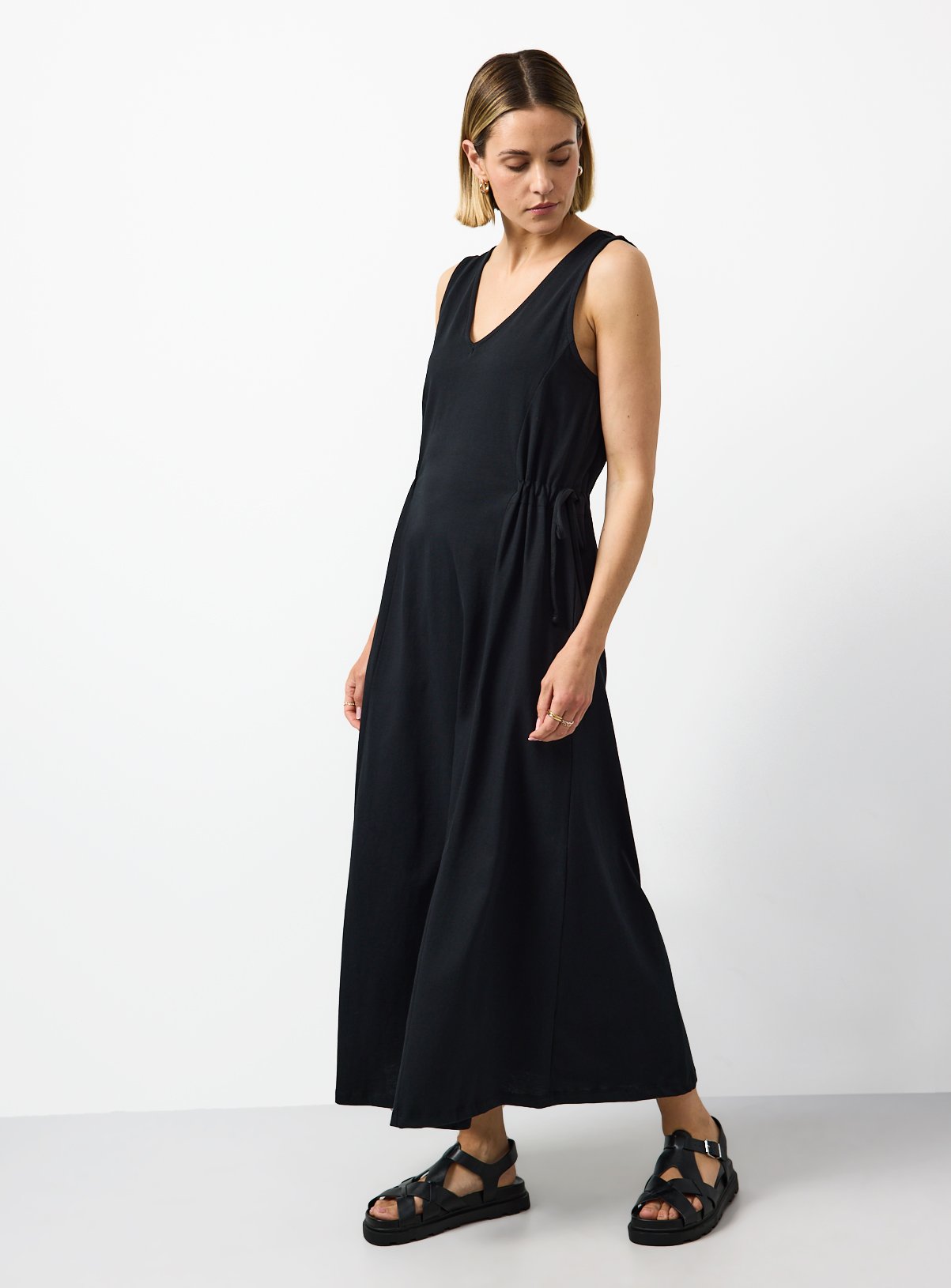 Black Jersey Tie Side Midaxi Dress 24 - Image 2 thumbnail