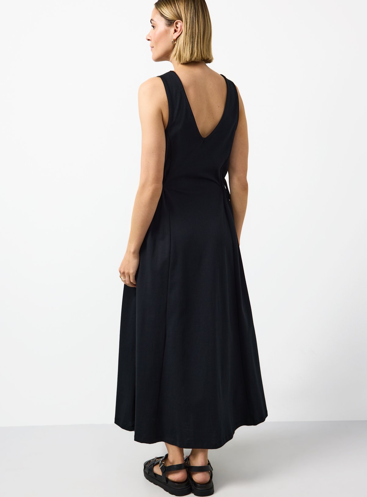 Black Jersey Tie Side Midaxi Dress 24 - Image 4 thumbnail