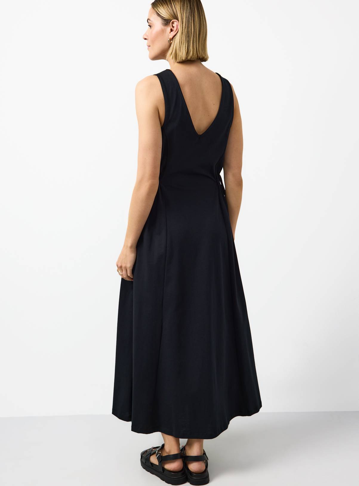 Black Jersey Tie Side Midaxi Dress 24 - Image 4
