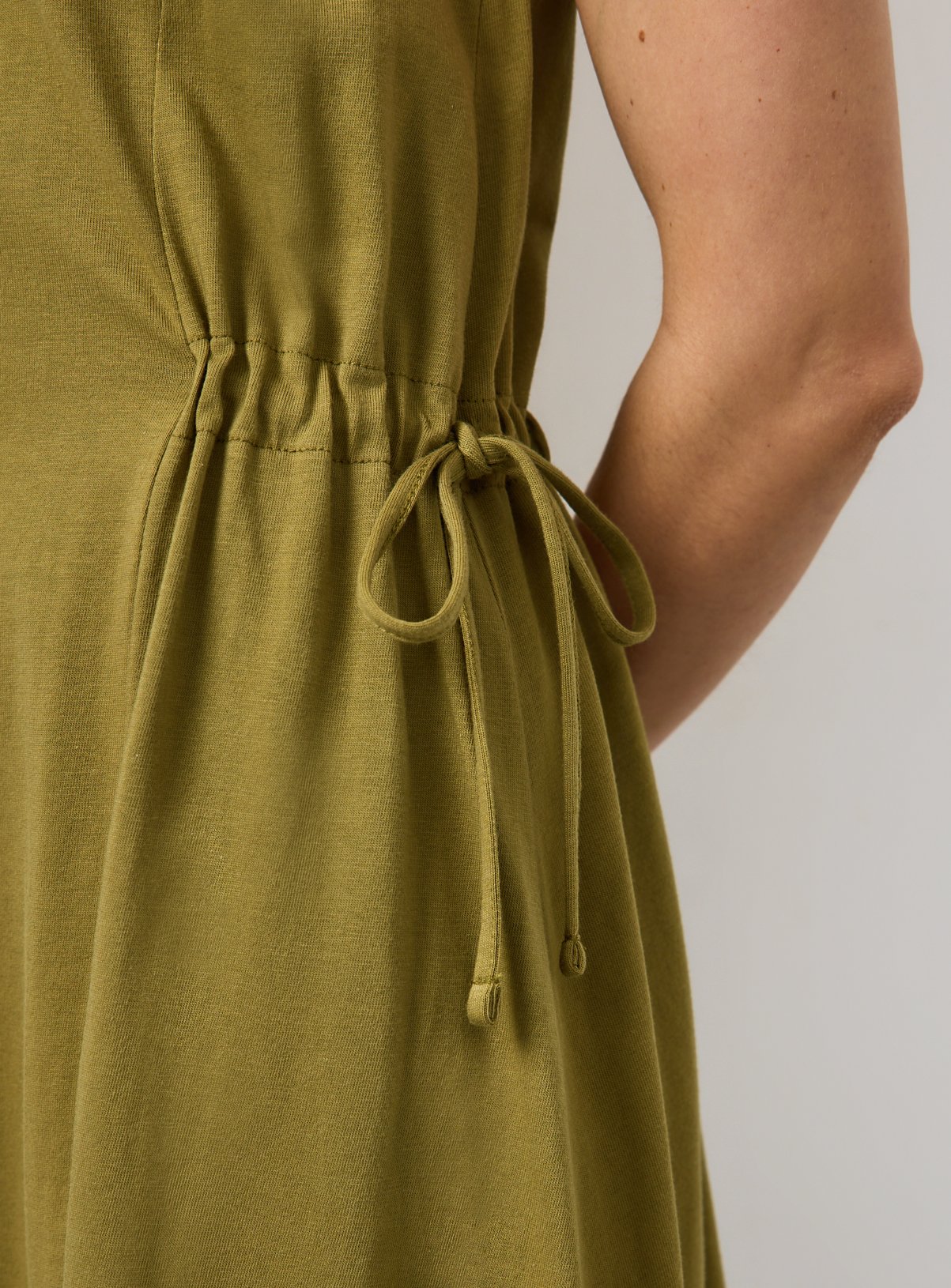 Khaki Jersey Tie Side Midaxi Dress 12 - Image 2 thumbnail