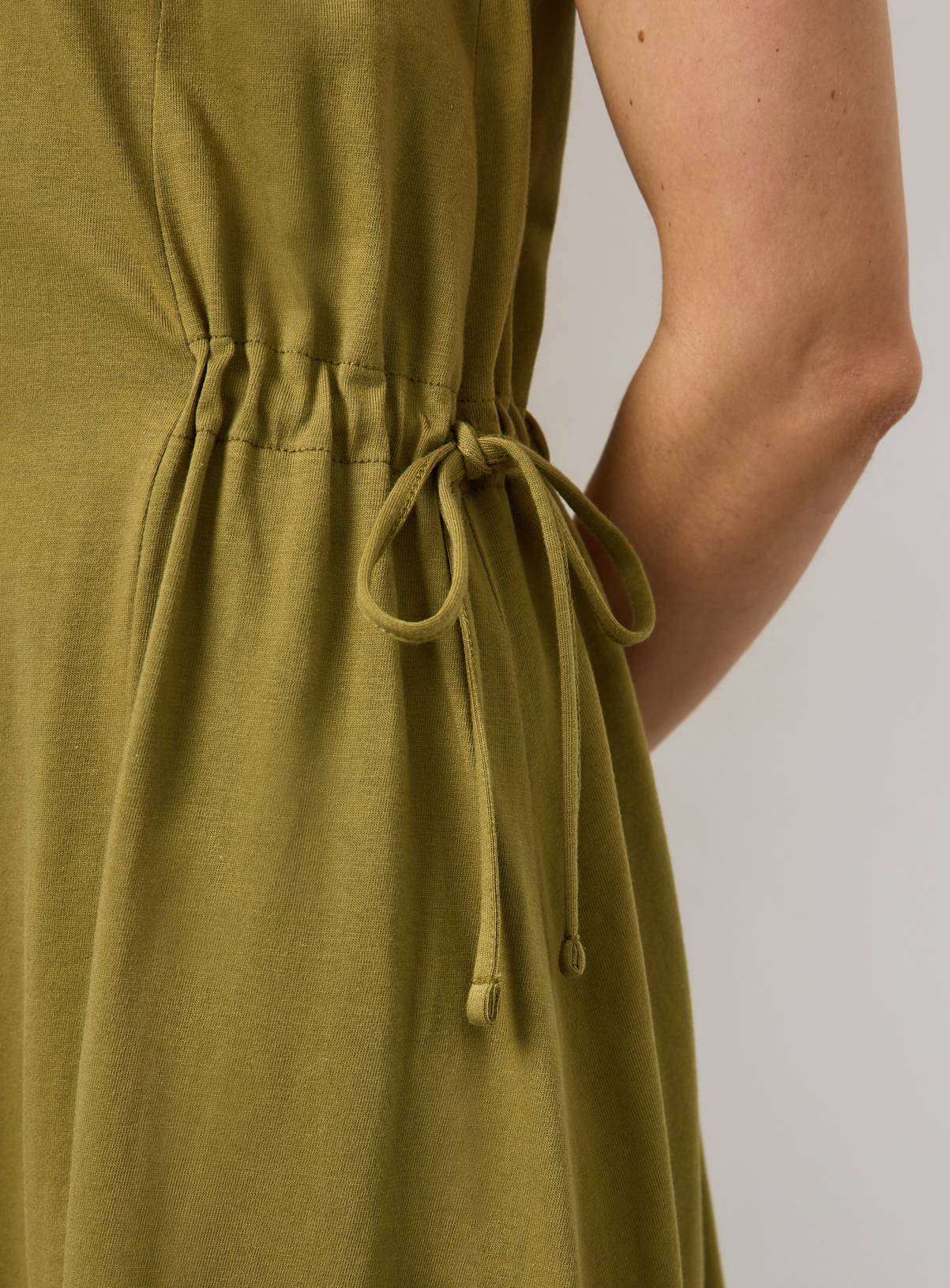 Khaki Jersey Tie Side Midaxi Dress 12 - Image 2