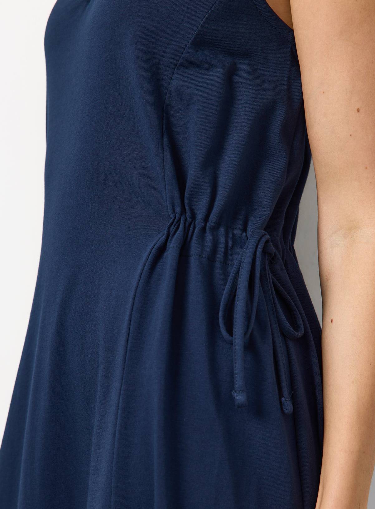 Navy Jersey Tie Side Midaxi Dress 8 - Image 3