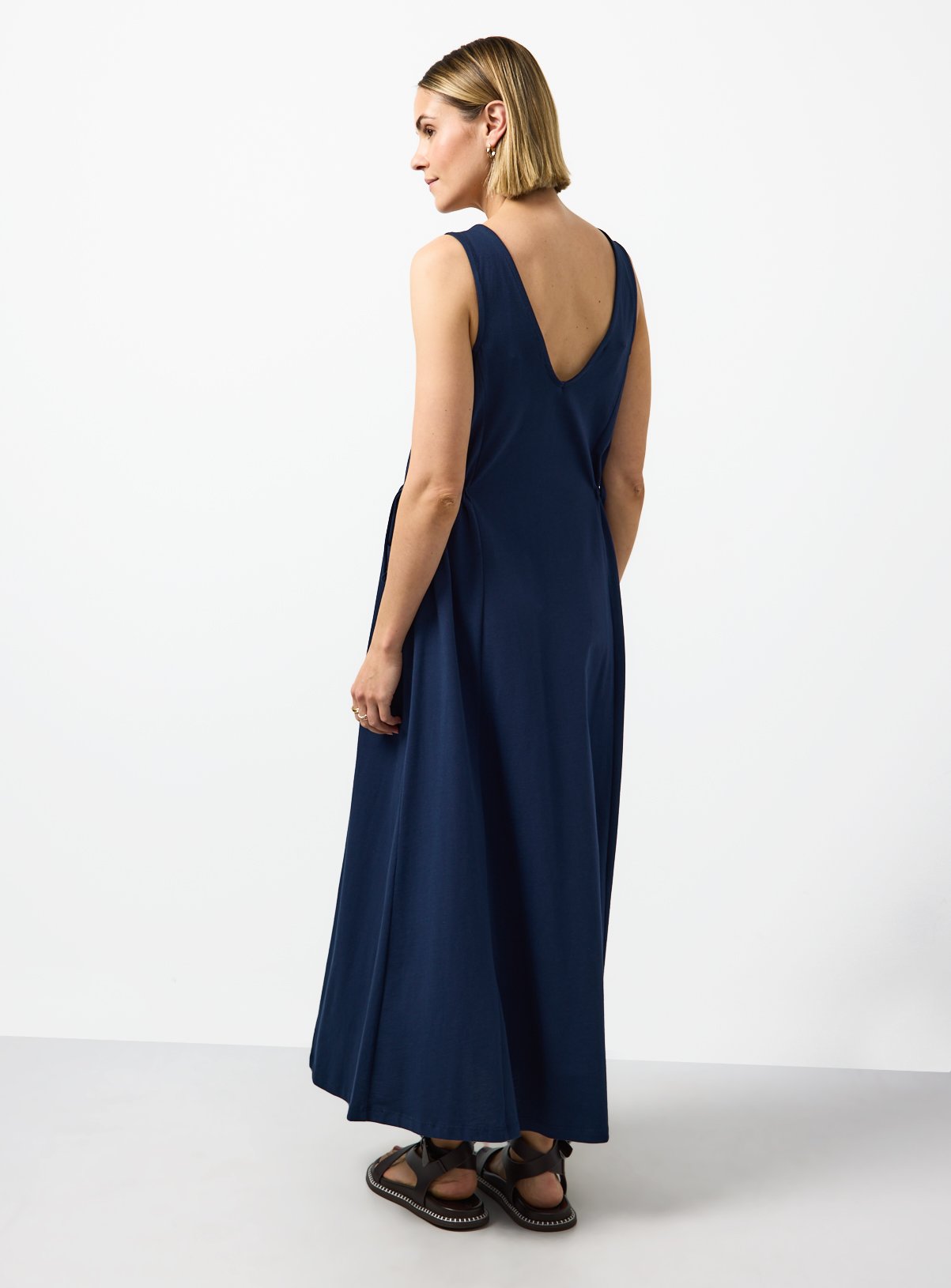 Navy Jersey Tie Side Midaxi Dress 8 - Image 4 thumbnail