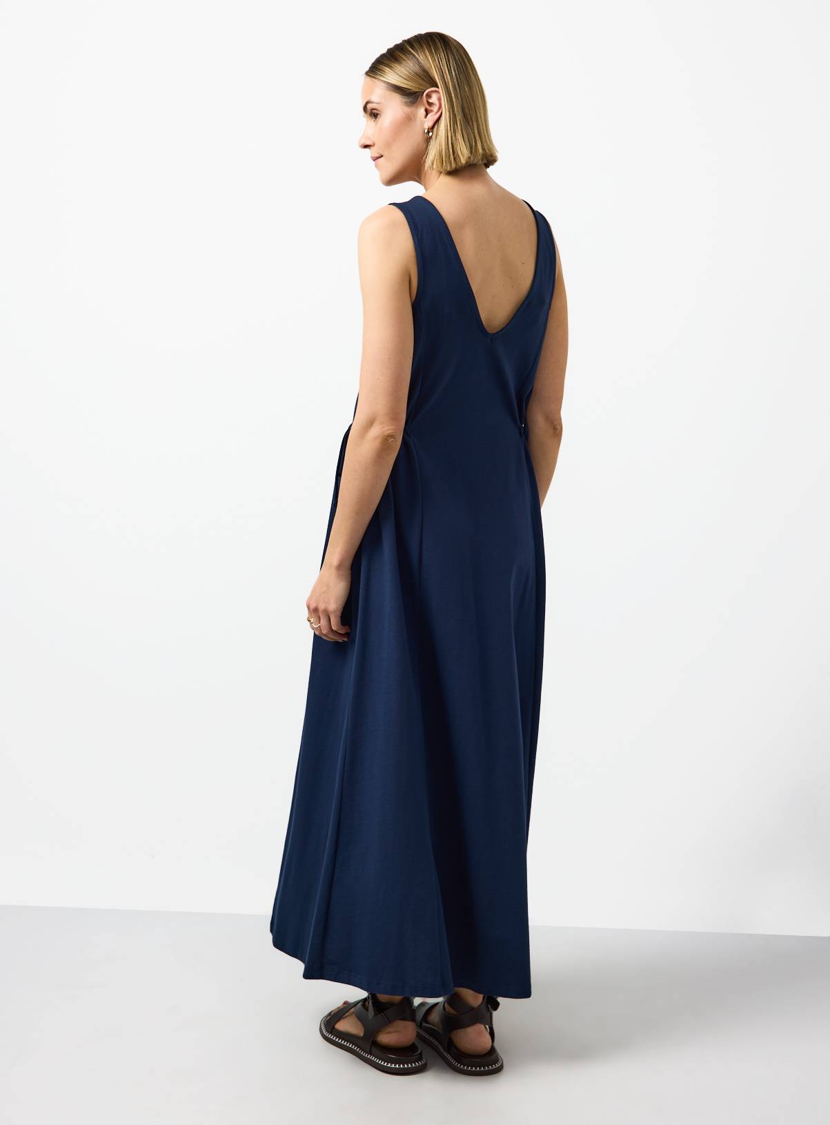Navy Jersey Tie Side Midaxi Dress 8 - Image 4