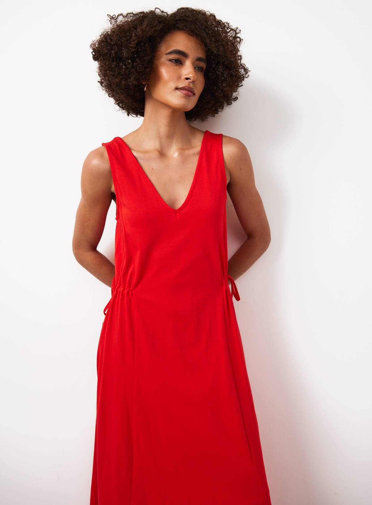 Red Jersey Tie Side Midaxi Dress 20 - Image 1