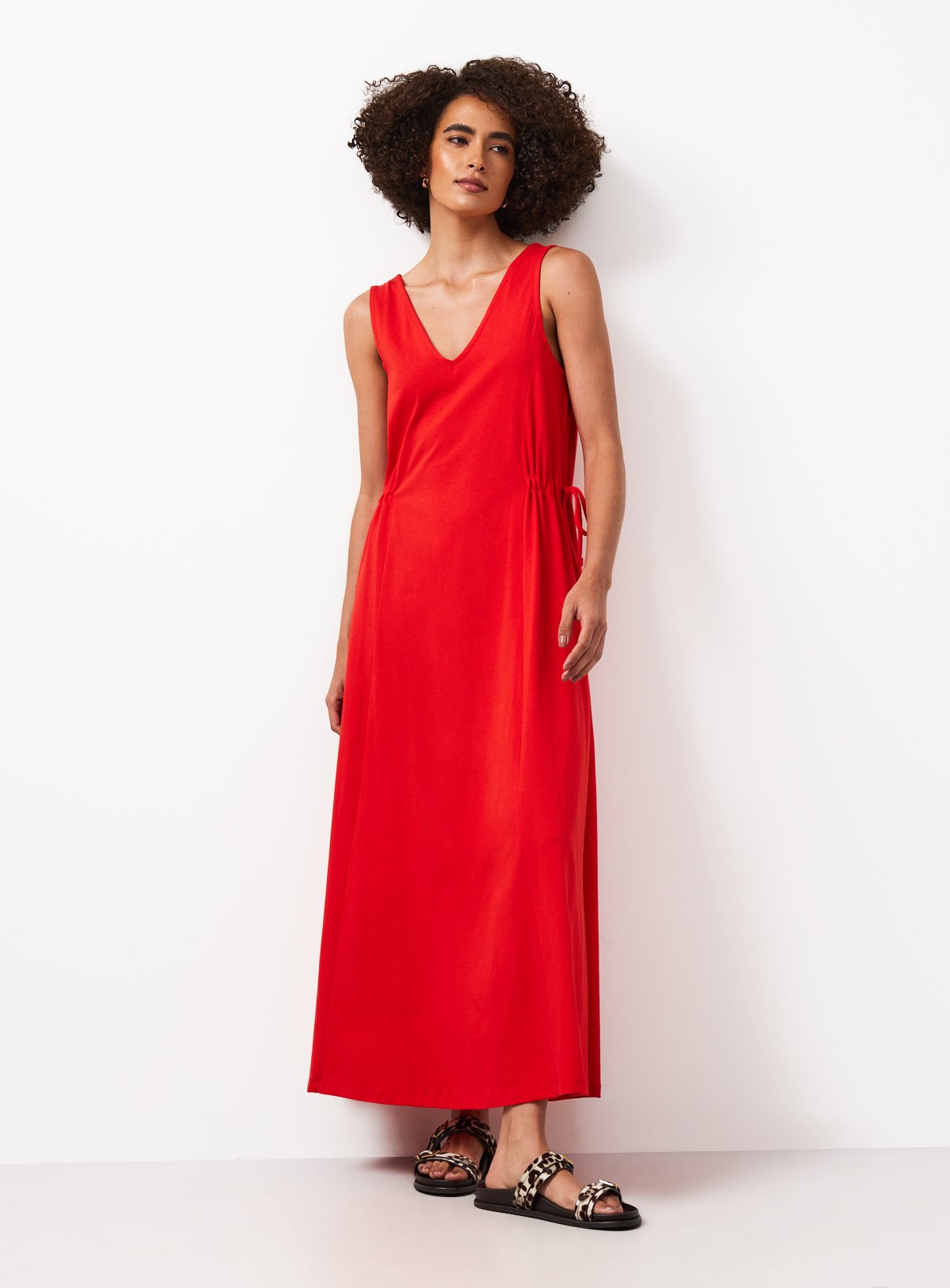 Red Jersey Tie Side Midaxi Dress 20 - Image 2 thumbnail