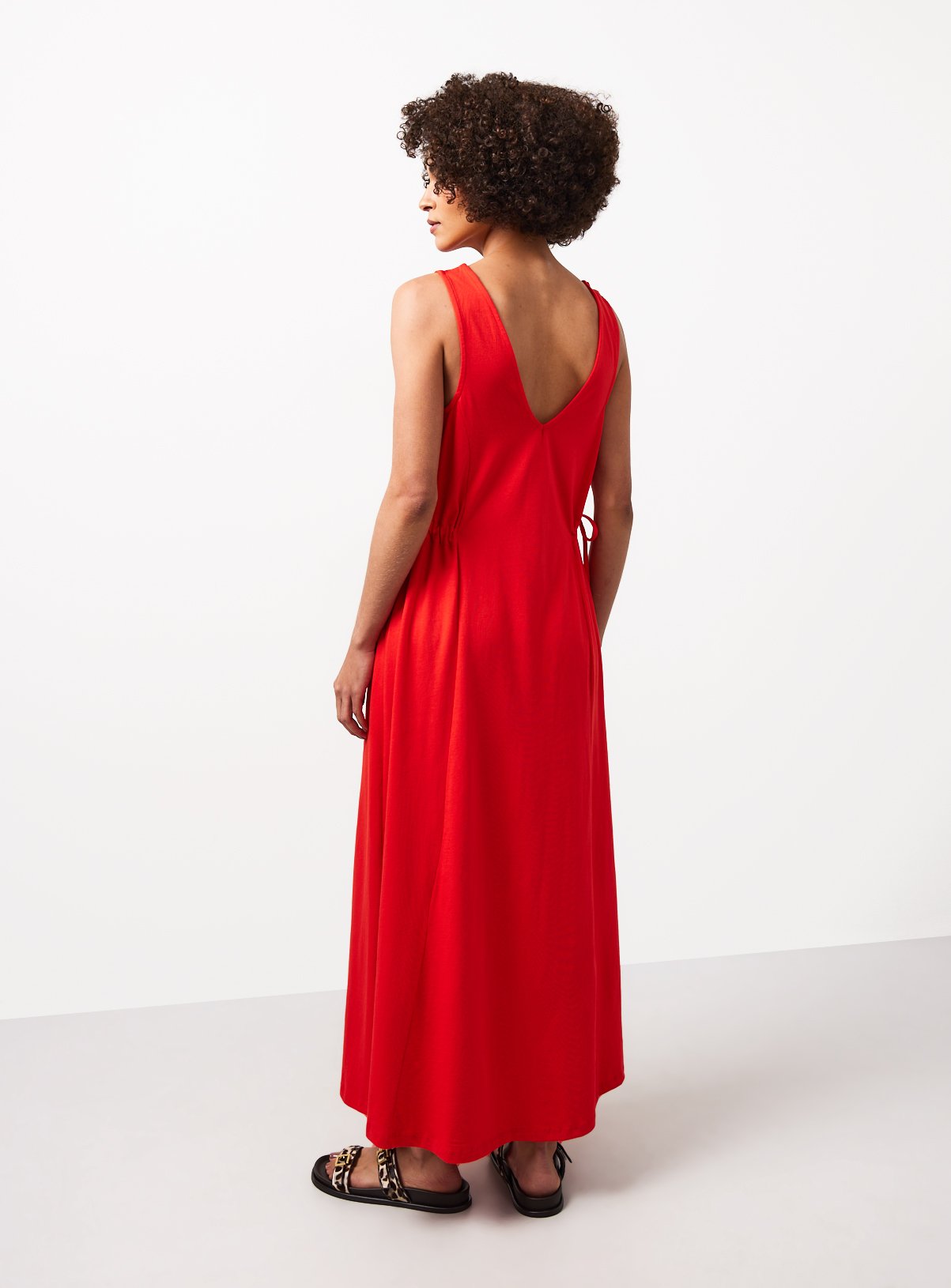 Red Jersey Tie Side Midaxi Dress 20 - Image 4 thumbnail