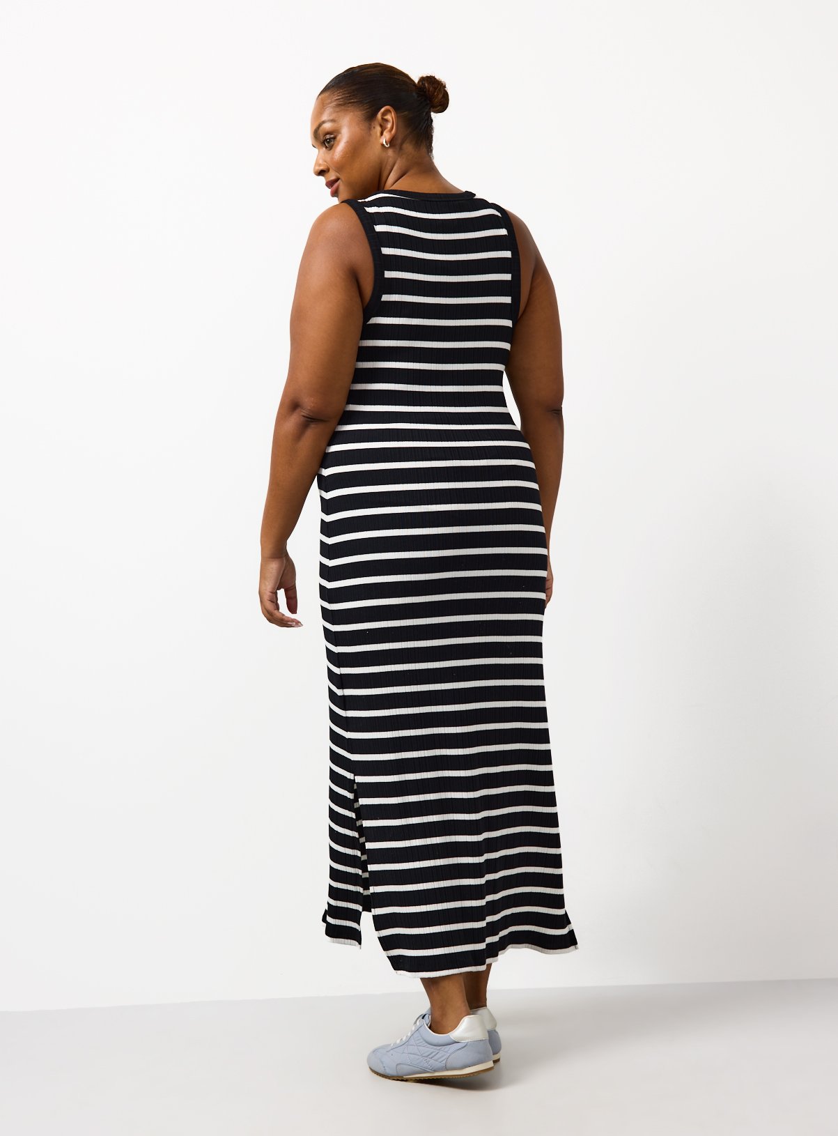 Black Stripe Print Jersey Midi Dress 14 - Image 4 thumbnail