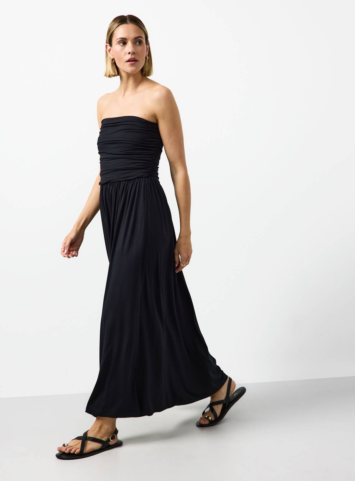 Black Jersey Bandeau Style Maxi Dress 20 - Image 2