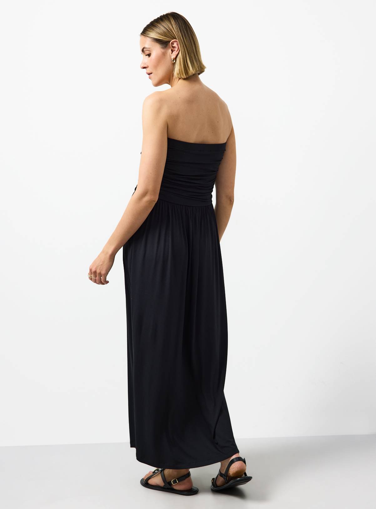 Black Jersey Bandeau Style Maxi Dress 20 - Image 4