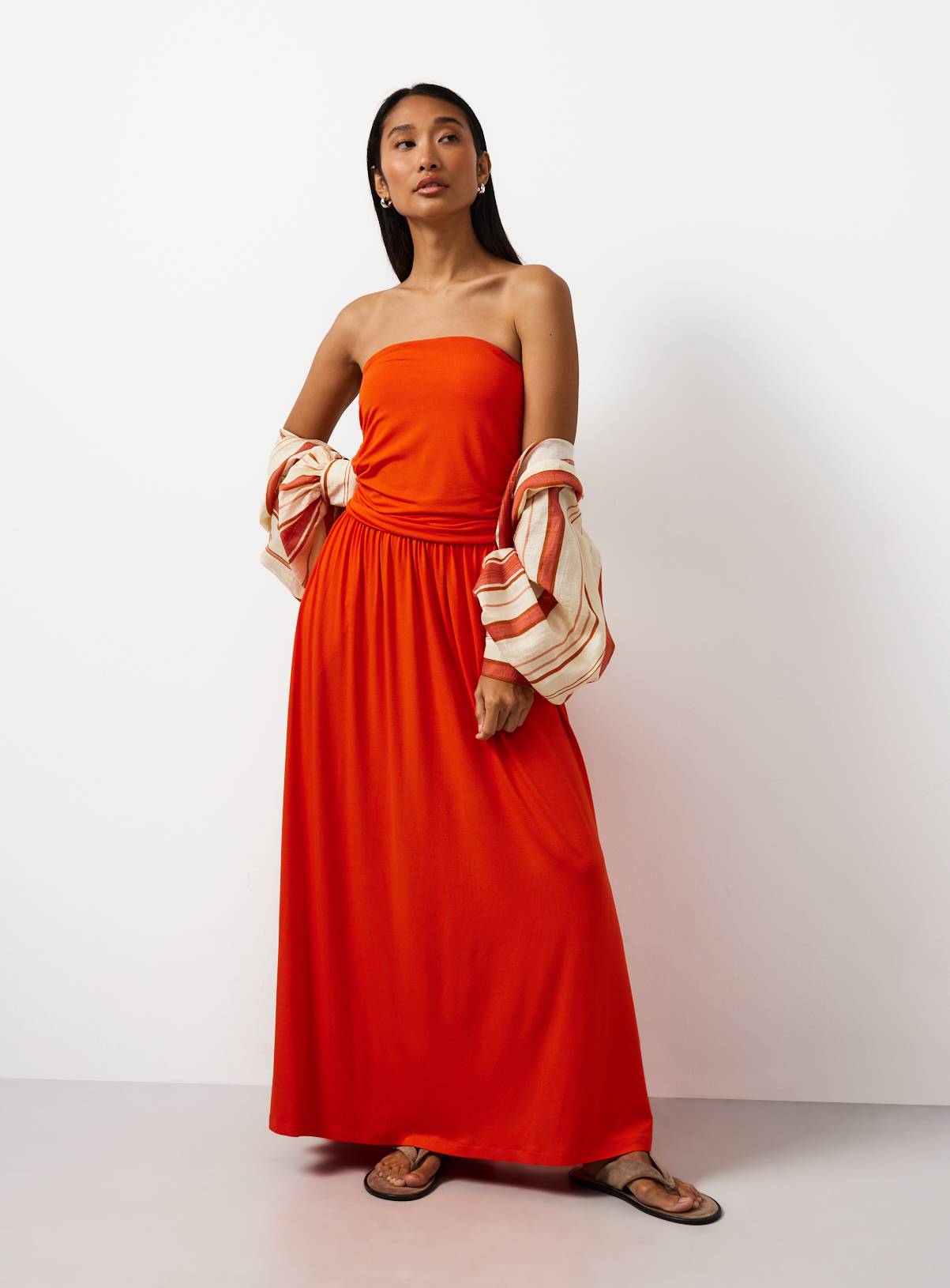 Orange Jersey Bandeau Style Maxi Dress 10 - Image 1