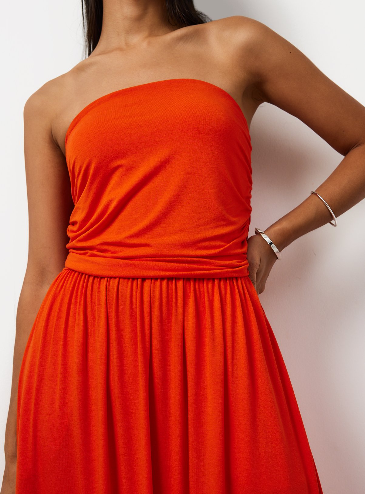 Orange Jersey Bandeau Style Maxi Dress 10 - Image 2 thumbnail