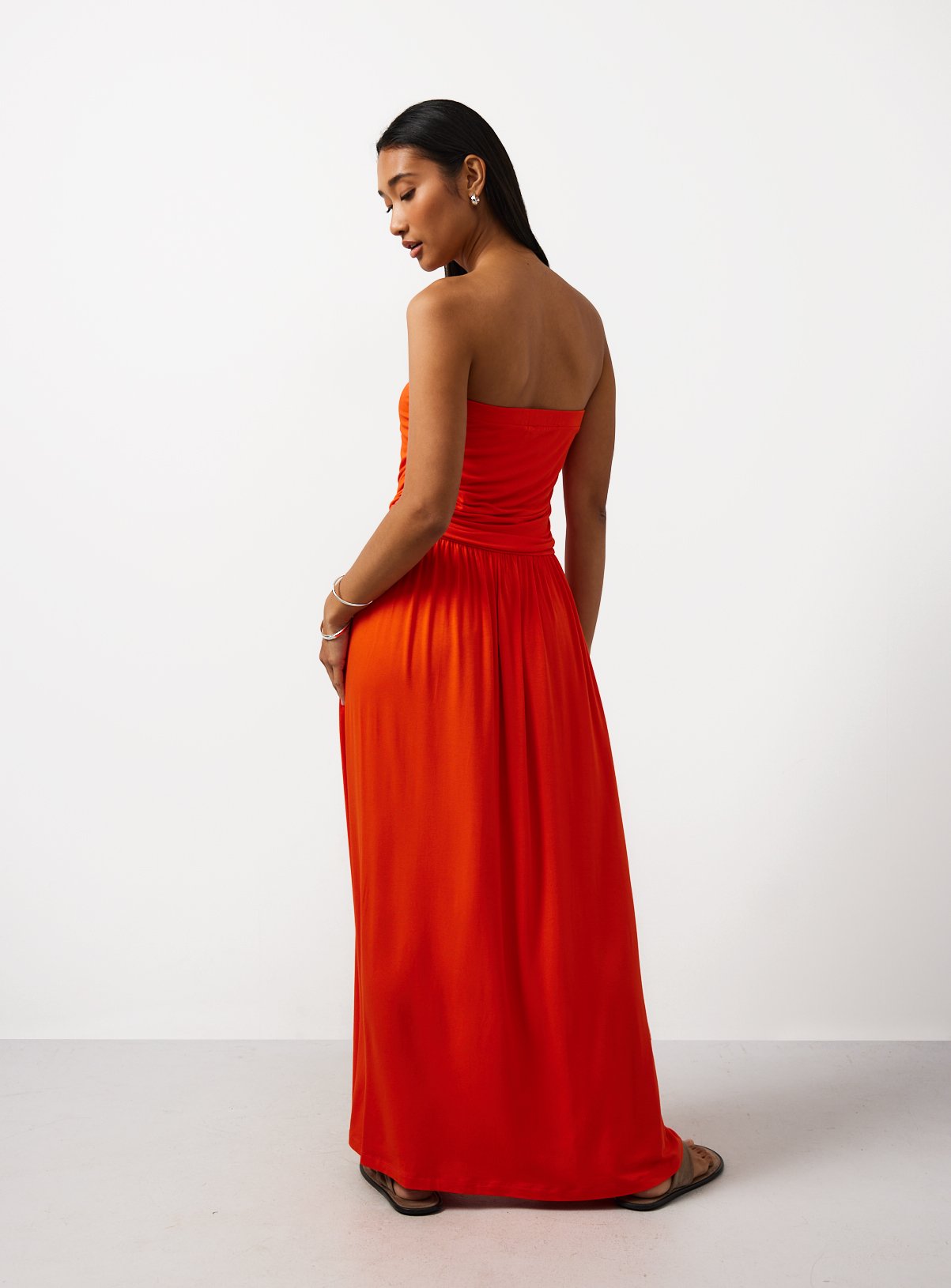 Orange Jersey Bandeau Style Maxi Dress 10 - Image 3 thumbnail