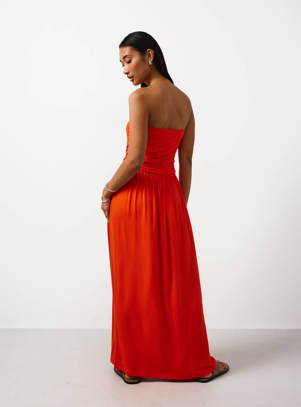 Orange Jersey Bandeau Style Maxi Dress 10 - Image 3