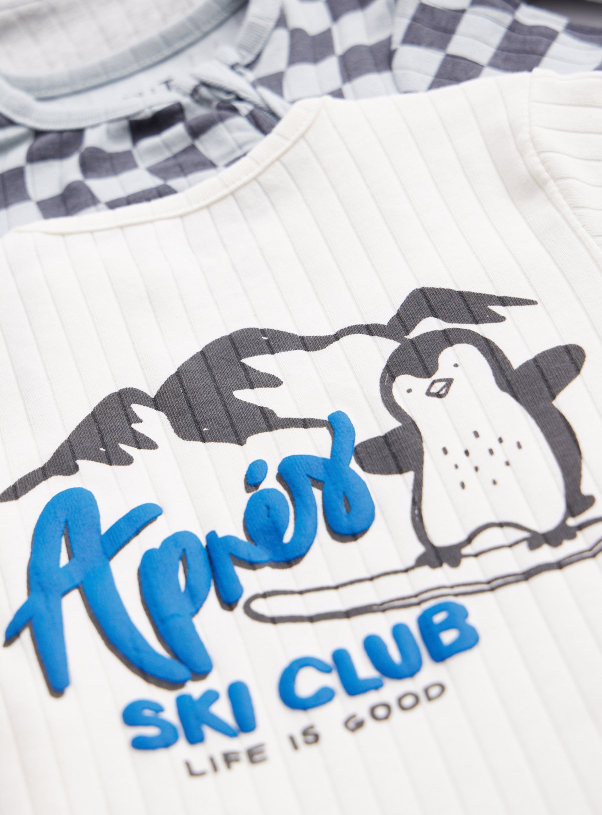 Carved Stripe & Checkerboard Sleepsuits 3-Pack Up to 1 mth - Image 3 thumbnail