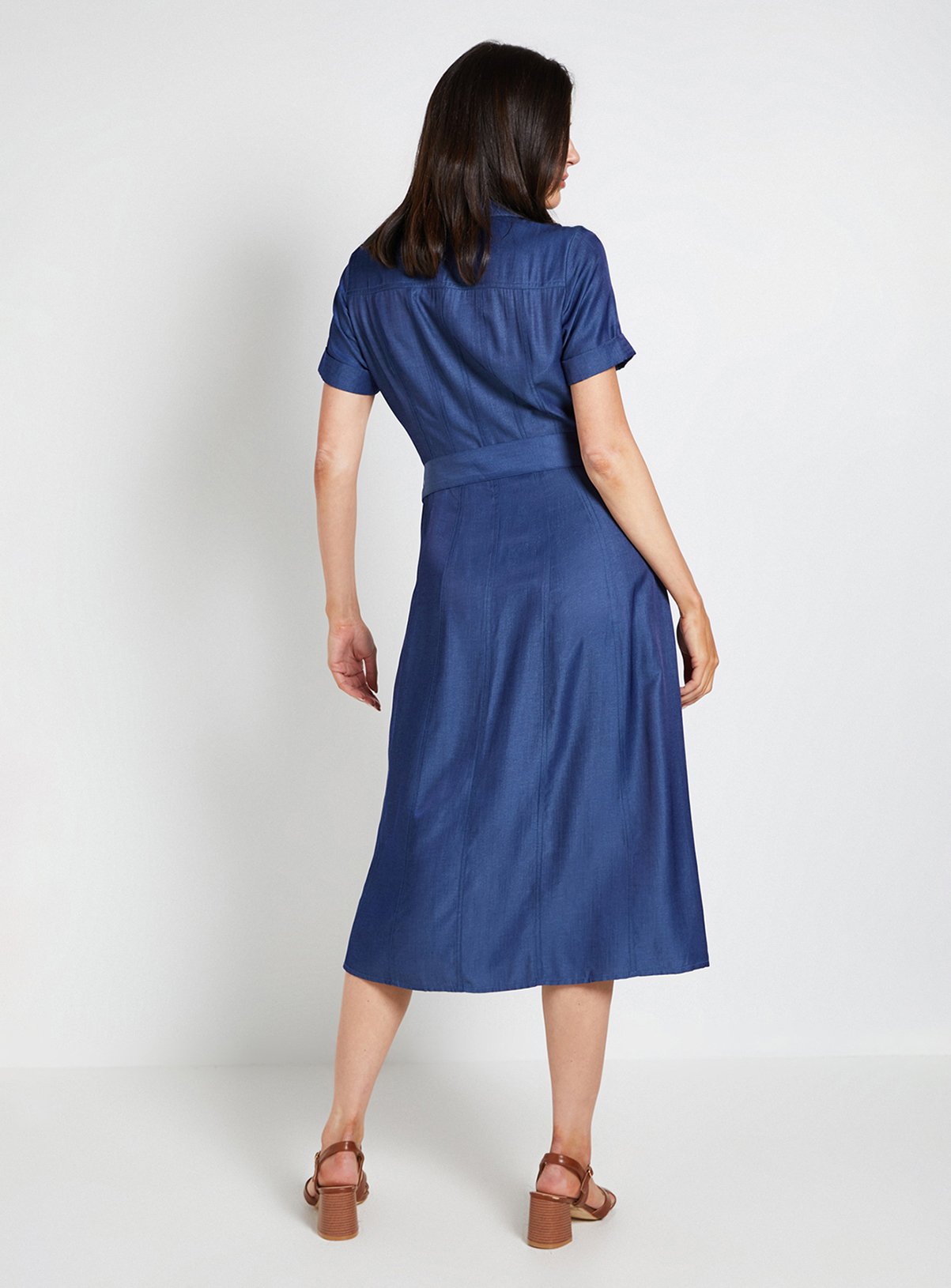 WALLIS Denim Look Zip Shirt Dress 16 - Image 3 thumbnail