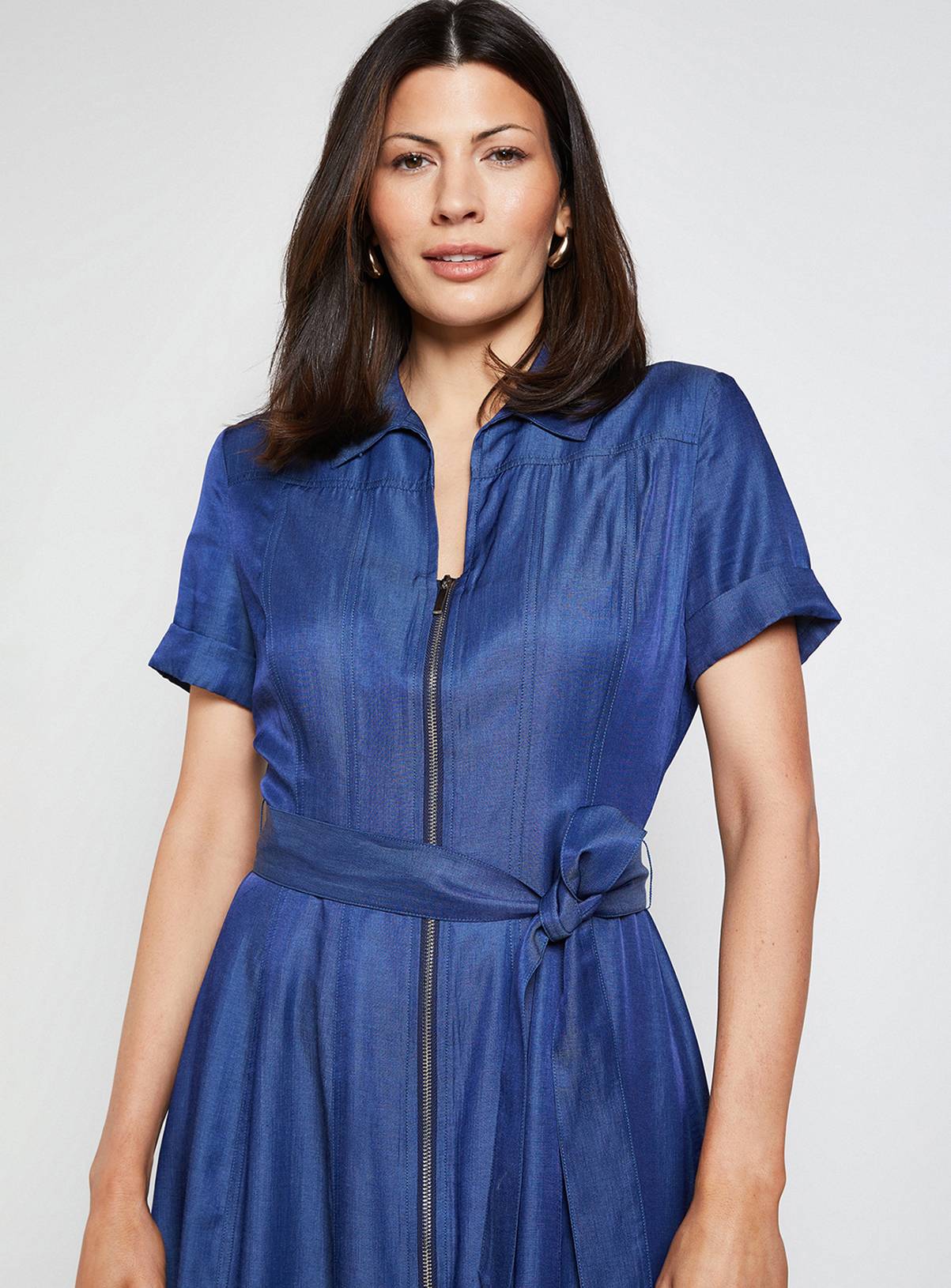 WALLIS Denim Look Zip Shirt Dress 16 - Image 4