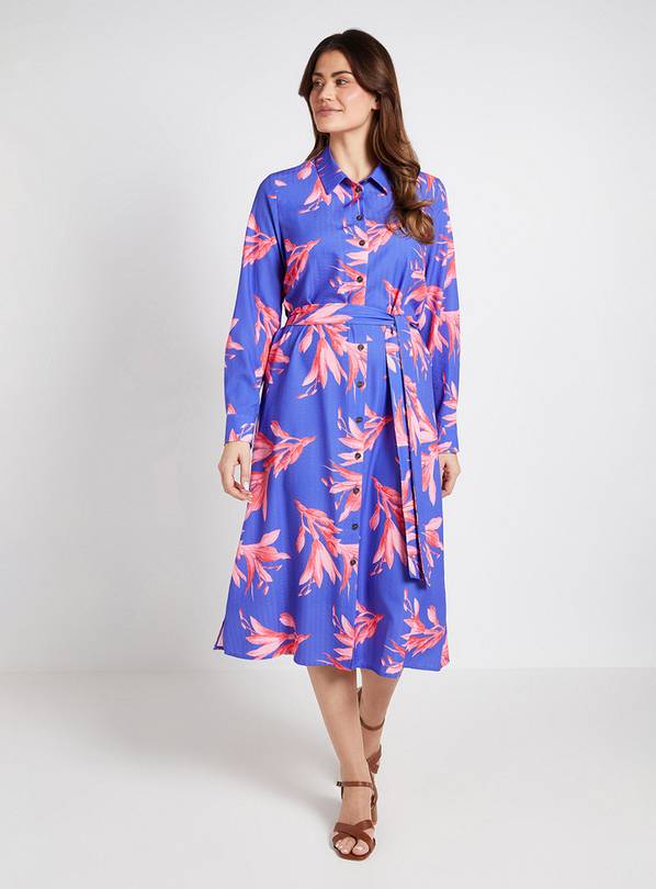 WALLIS Floral Collared Button Through Shirt Dress 20